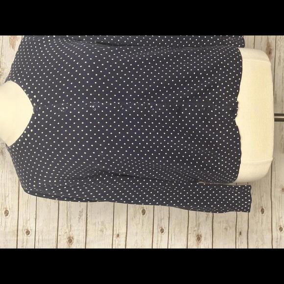 L.L. Bean 100% cotton navy blue polka-dot button-down cardigan sweater Size XL - Picture 3 of 7